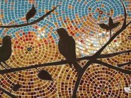 Peinture, mosaïque -, - oiseaux code -923